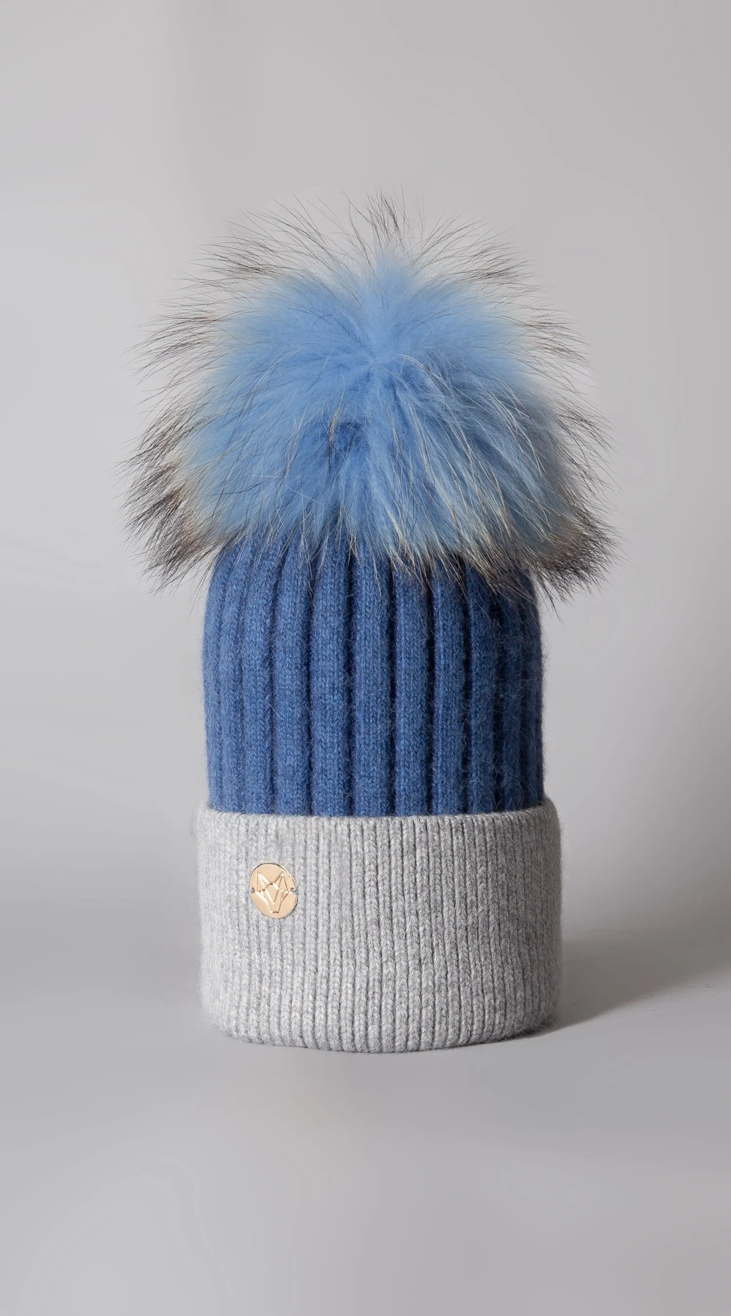 Harley Pom Pom Hat - Denim/Grey