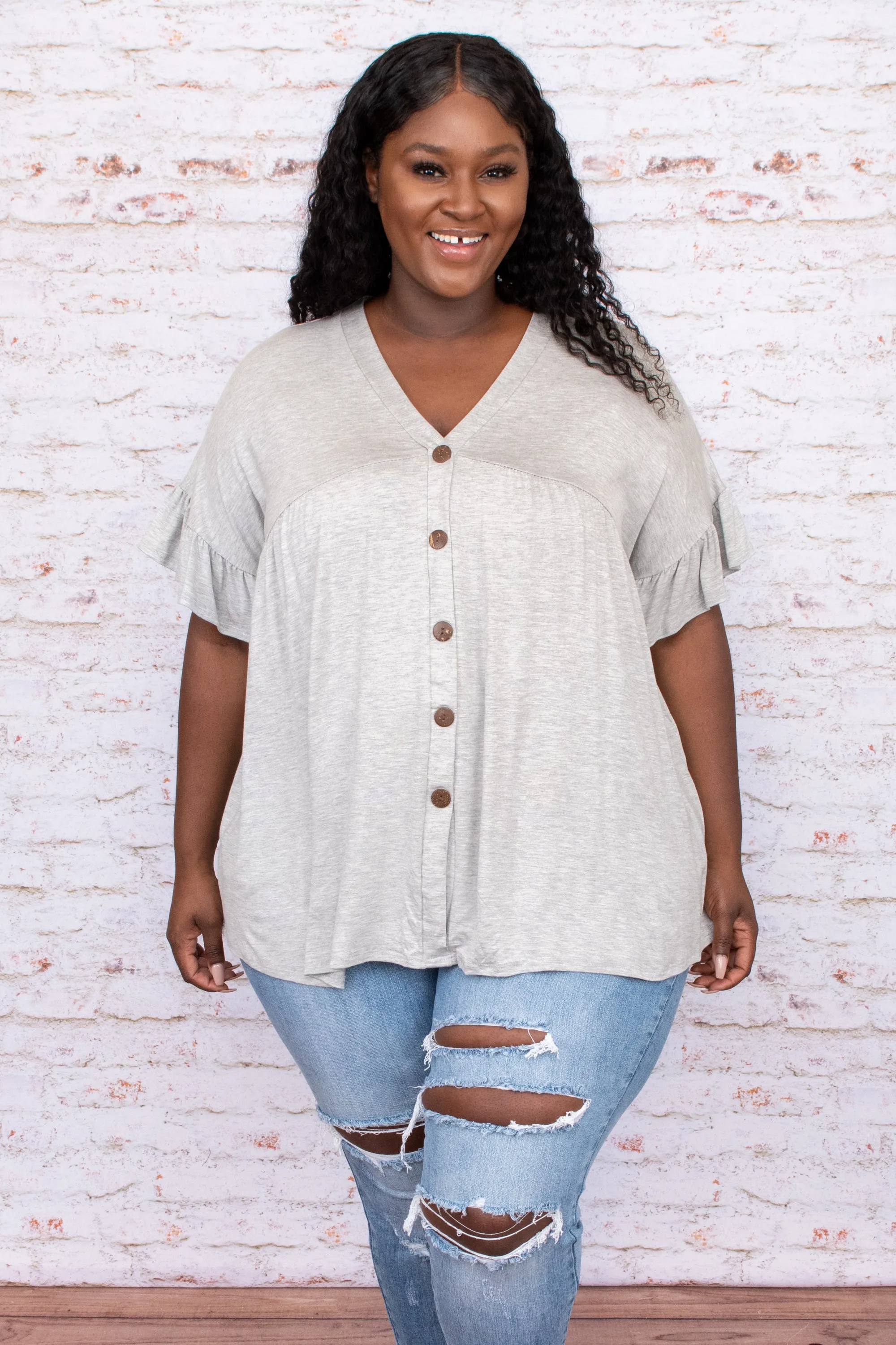 Heather Grey Bittersweet Start Top