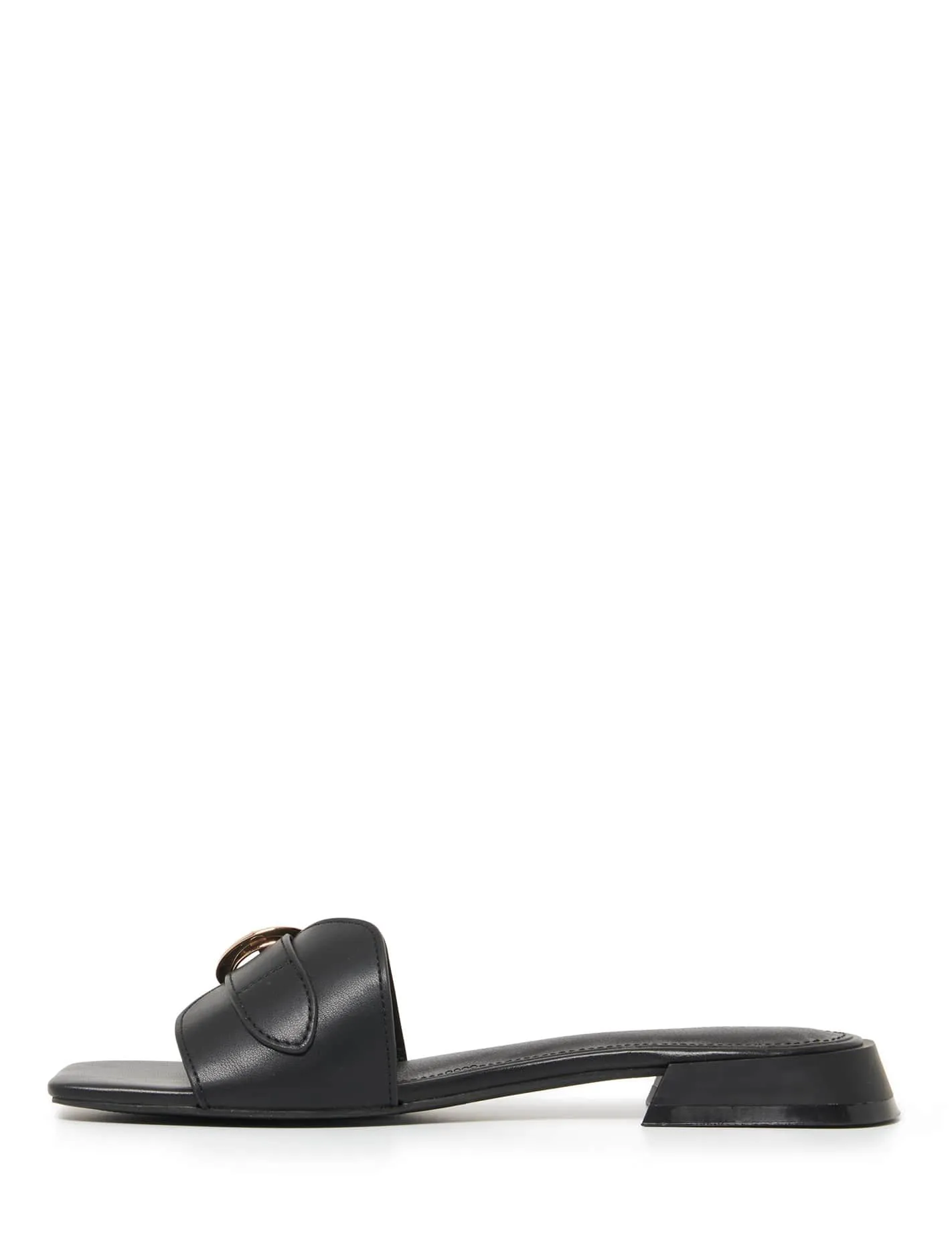 Heidi Black Leather Slide Sandal