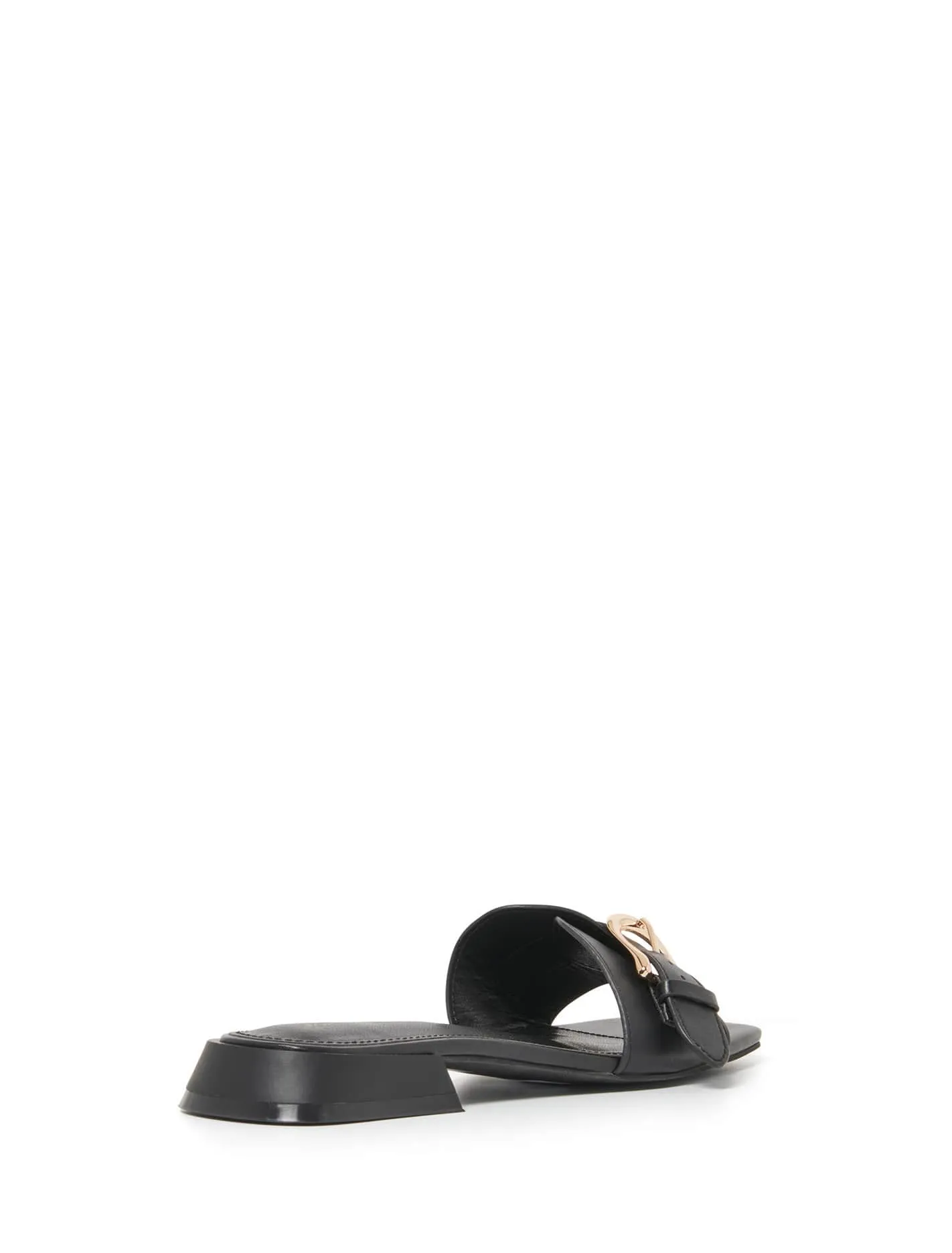 Heidi Black Leather Slide Sandal