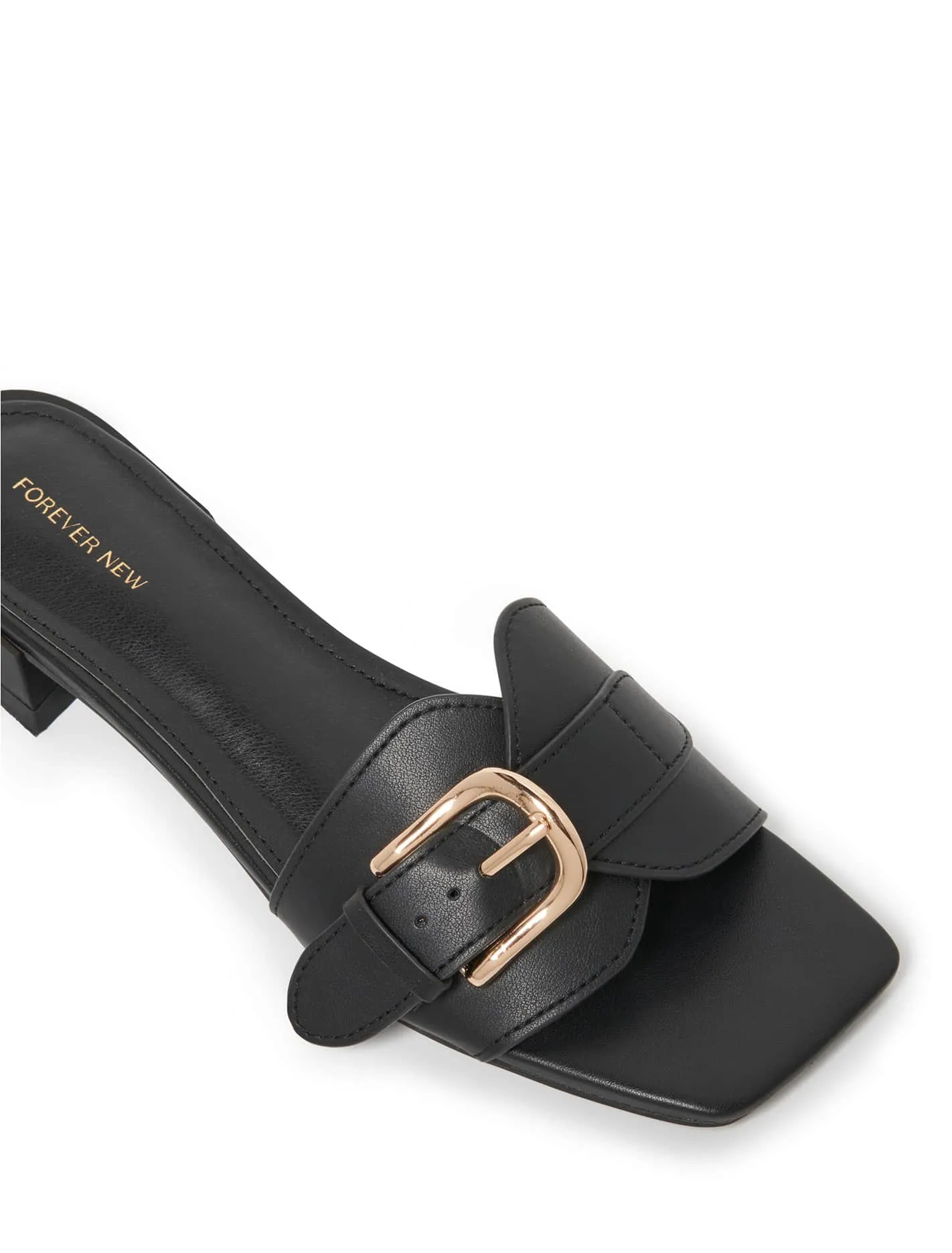 Heidi Black Leather Slide Sandal