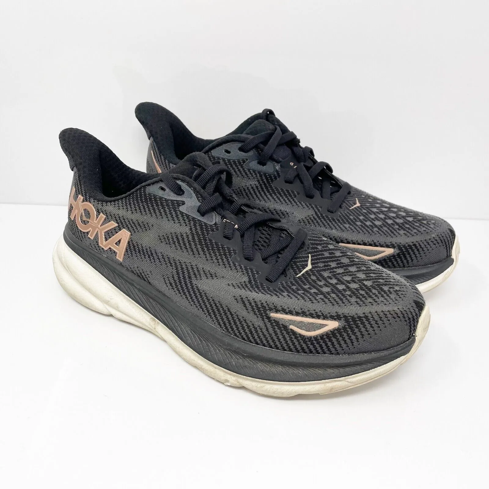 Hoka One One Womens Clifton 9 1132211 BRGL Black Running Shoes Sneakers Size 7 D