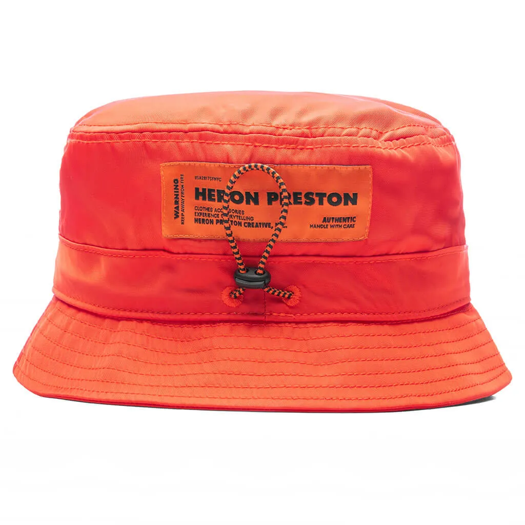 Orange/White HPNY EMB Nylon Bucket Hat