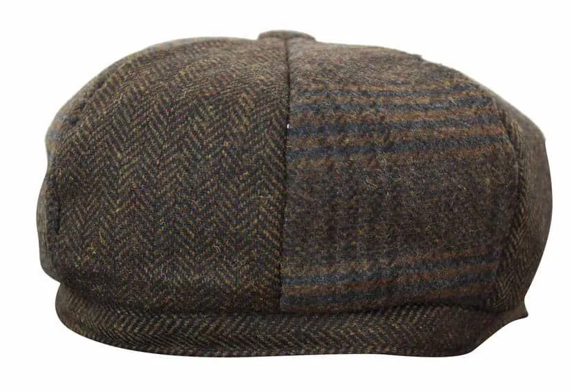 HT6325 - Mens Check Herringbone Tweed Mix Newsboy 8 Panel Hat