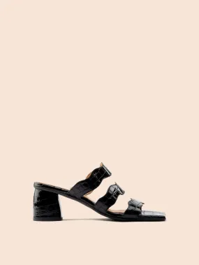 Black Heel Imperfect Riva Embossed