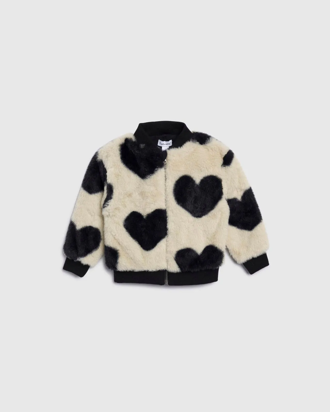 Infant Girl Faux Fur Hearts Bomber Jacket