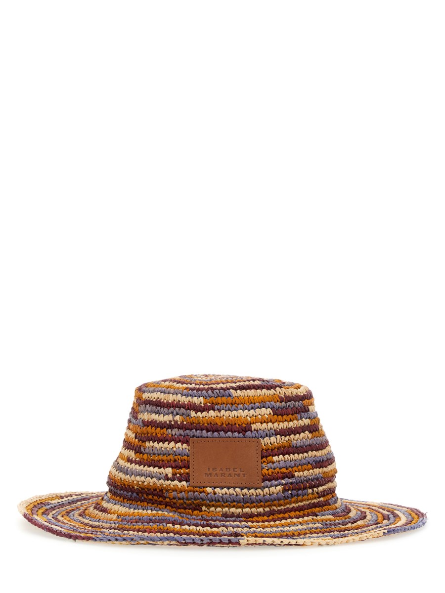 Isabel Marant Raffia Tulum Hat with Striped Design