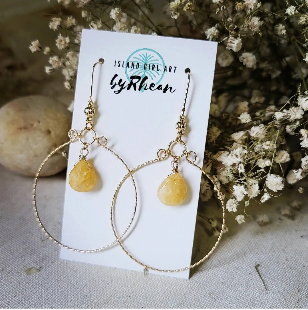 Natural Citrine Hoop Earrings