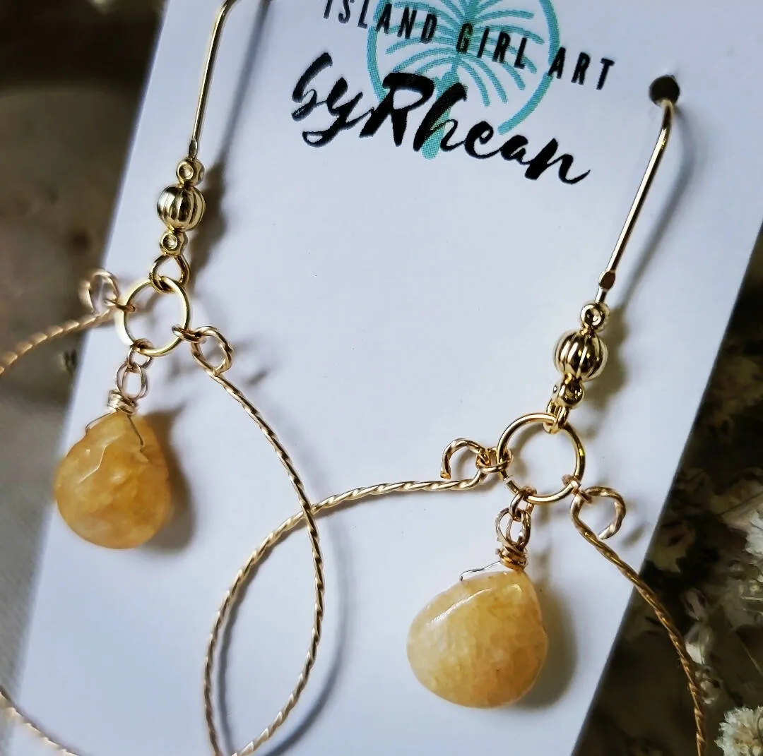 Natural Citrine Hoop Earrings