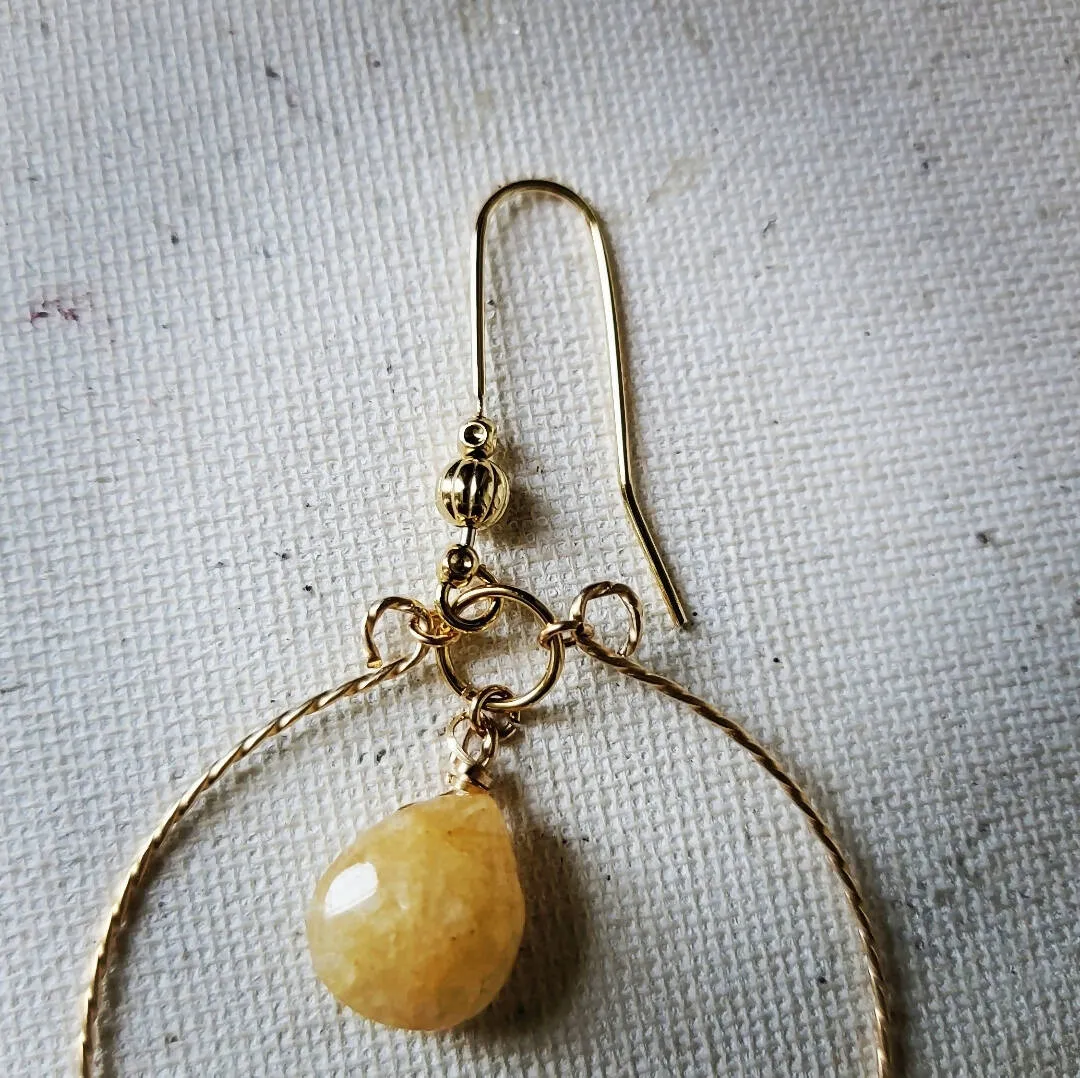 Natural Citrine Hoop Earrings