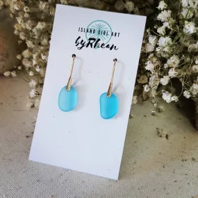 Seaglass Aqua Gold Earrings