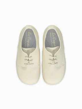 Ivory Leather Toddler Inglesito Ceremony Shoes