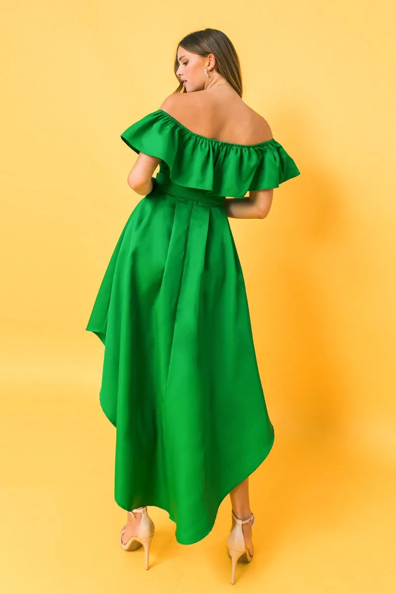 Off shoulder low hi dress