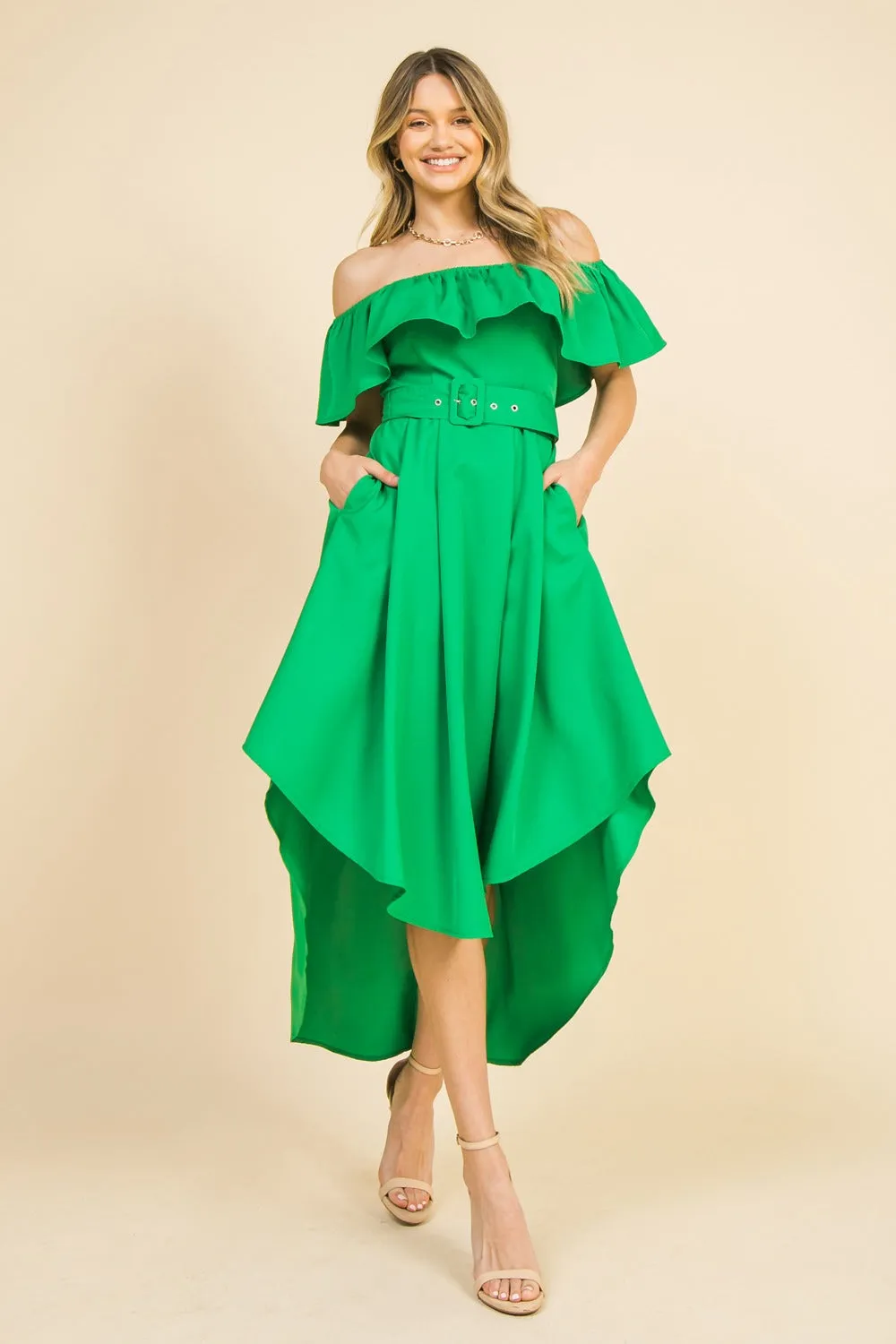 Off shoulder low hi dress