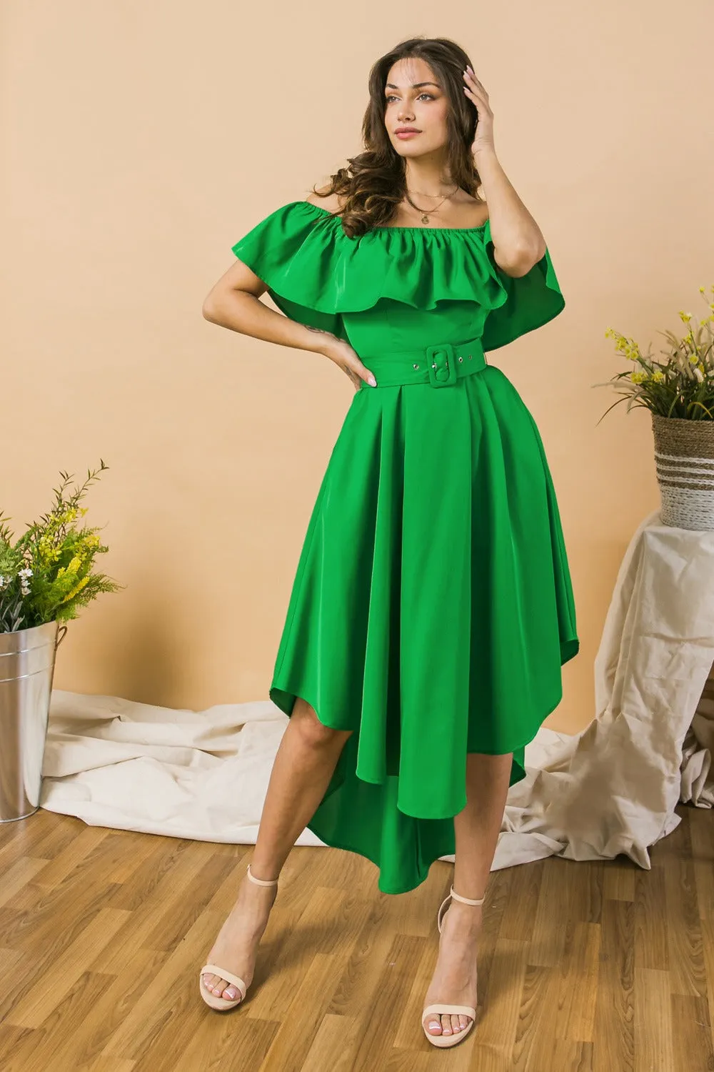 Off shoulder low hi dress