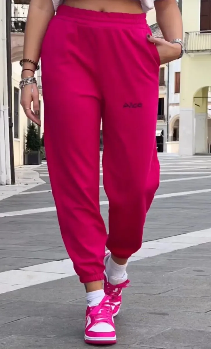 Fuchsia Custom Embroidered Joggers