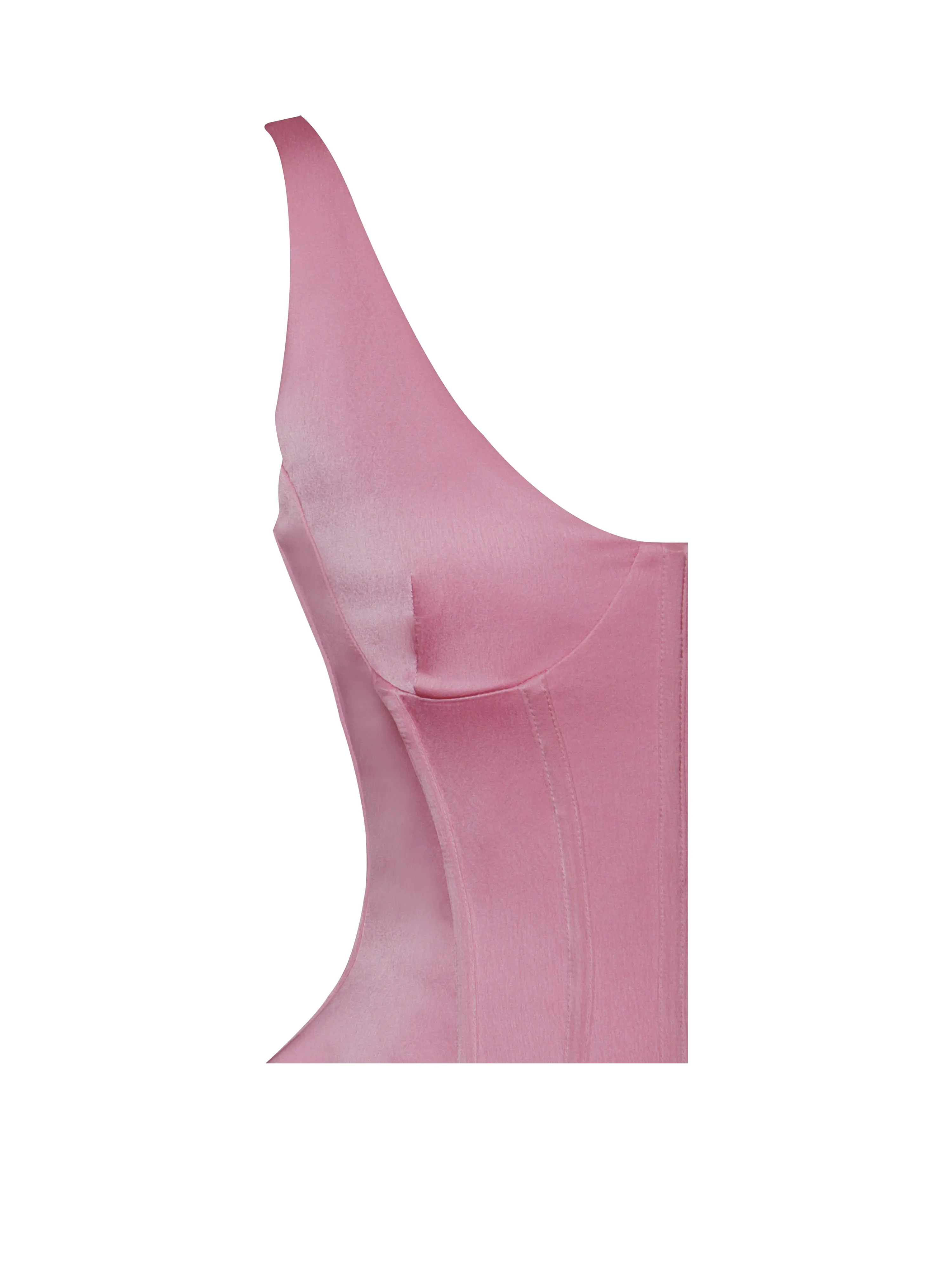 Juliana Pink Satin Peplum Corset Sequin Maxi Dress