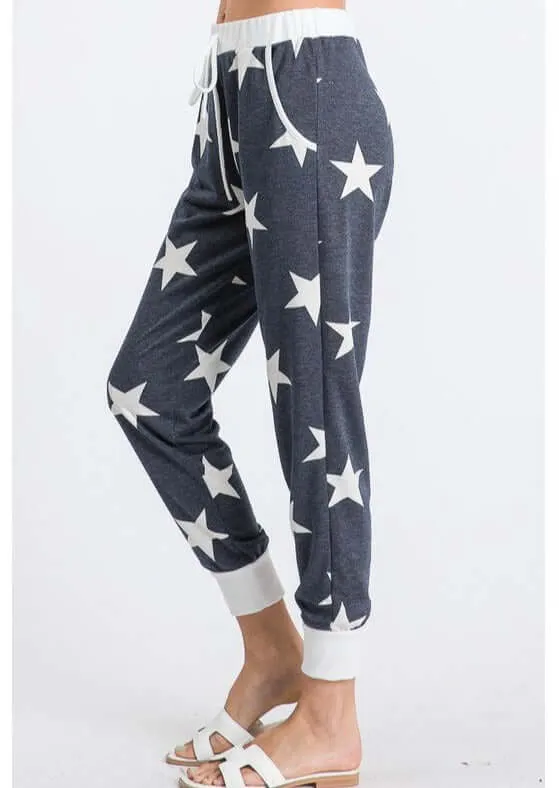 Just Too Cute Star Print Joggers