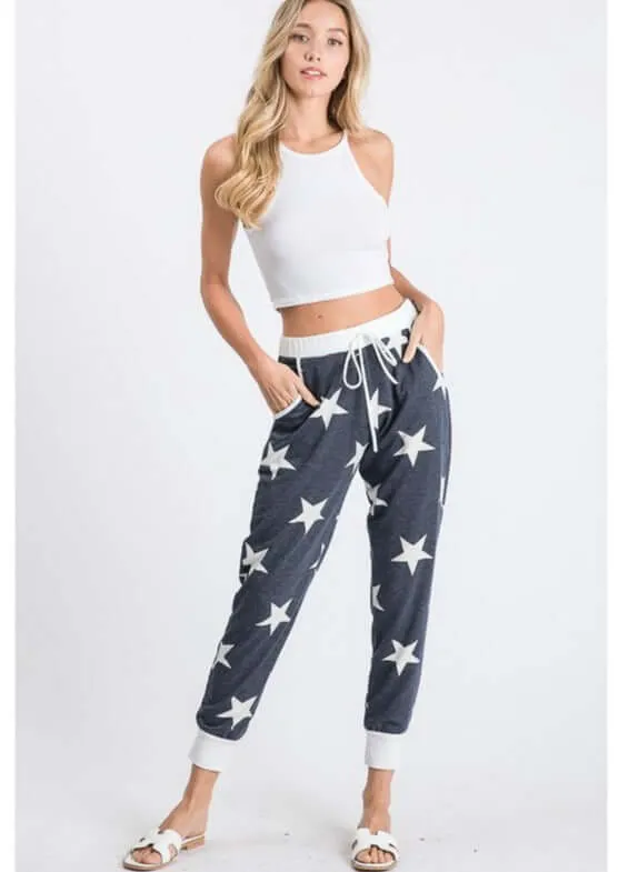 Just Too Cute Star Print Joggers