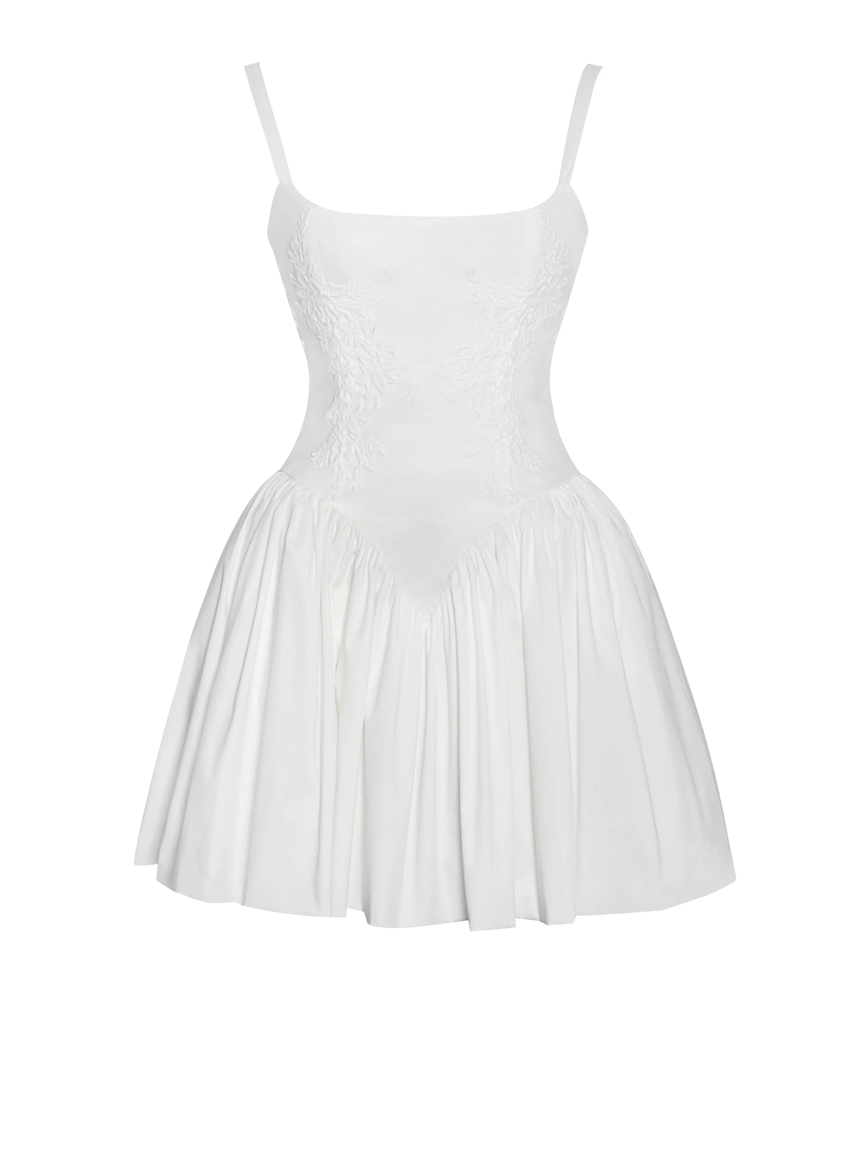 Kadi White Cotton Drop Waist Corset Mini Dress