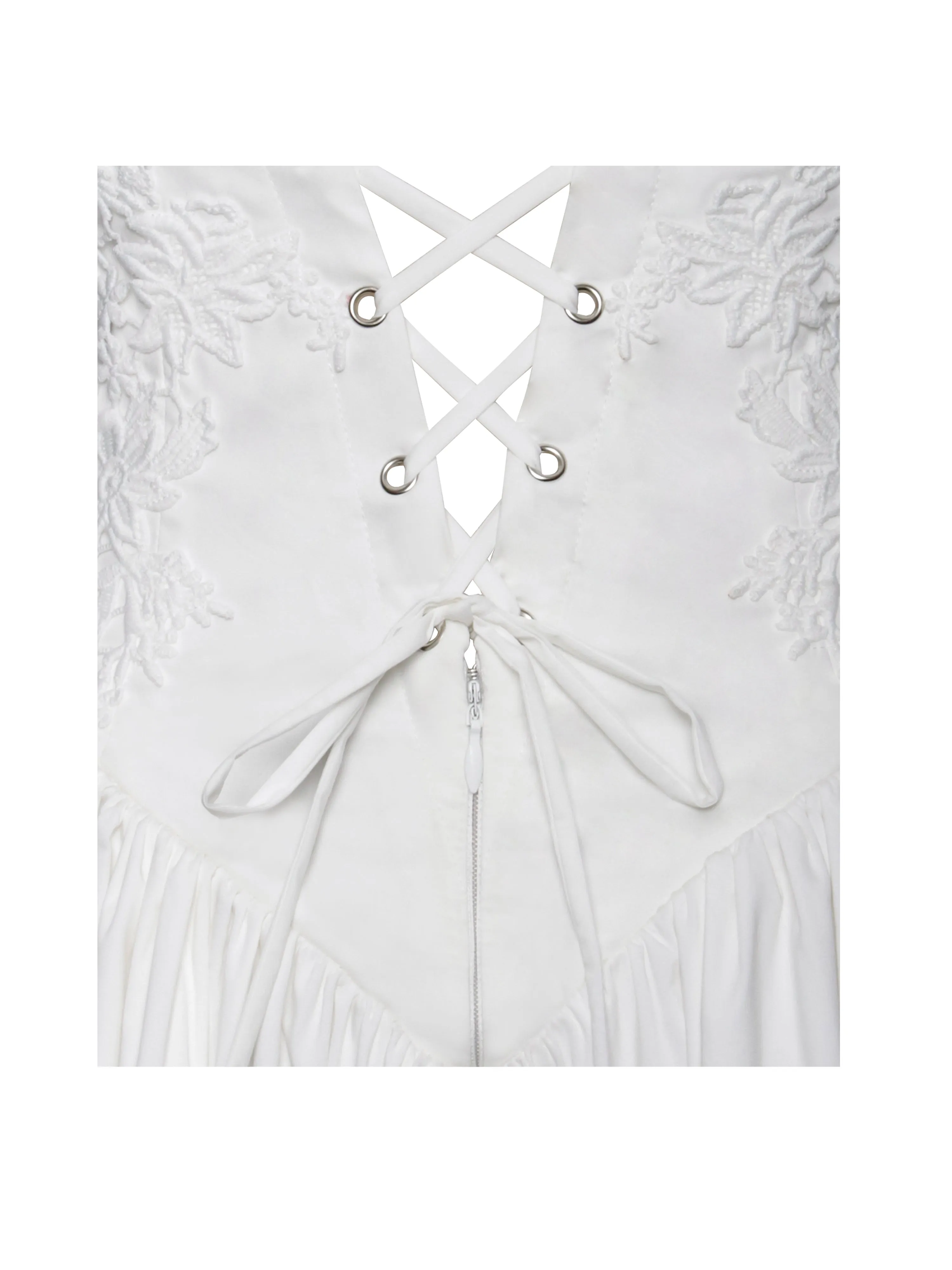 Kadi White Cotton Drop Waist Corset Mini Dress