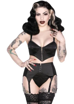 Black 50's Bullet Bra with Spiderweb Pattern by Killstar