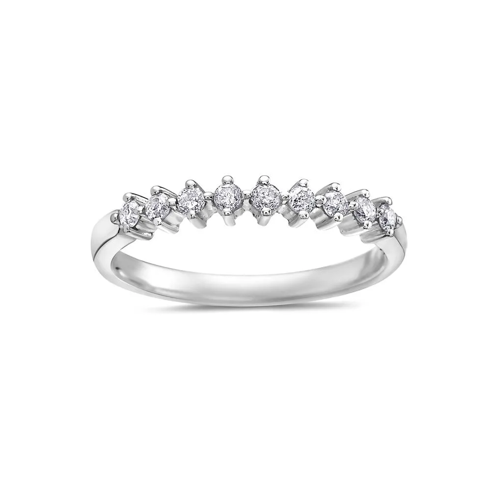 Ladies 14K White Gold With 0.34 CT Diamond Wedding Band