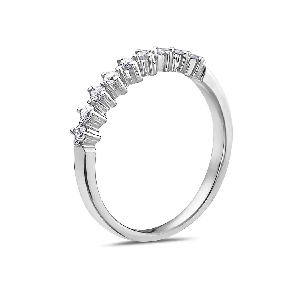 Ladies 14K White Gold With 0.34 CT Diamond Wedding Band