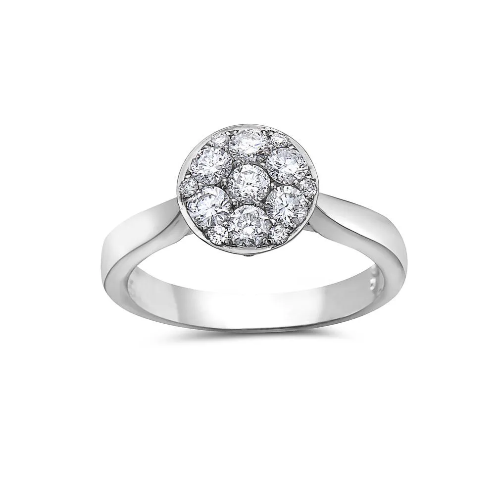 18k White Gold Ring for Women Featuring 0.88 CT Diamonds for Right Hand