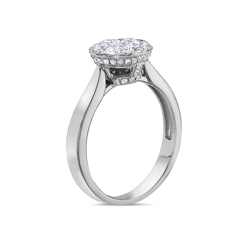 18k White Gold Ring for Women Featuring 0.88 CT Diamonds for Right Hand