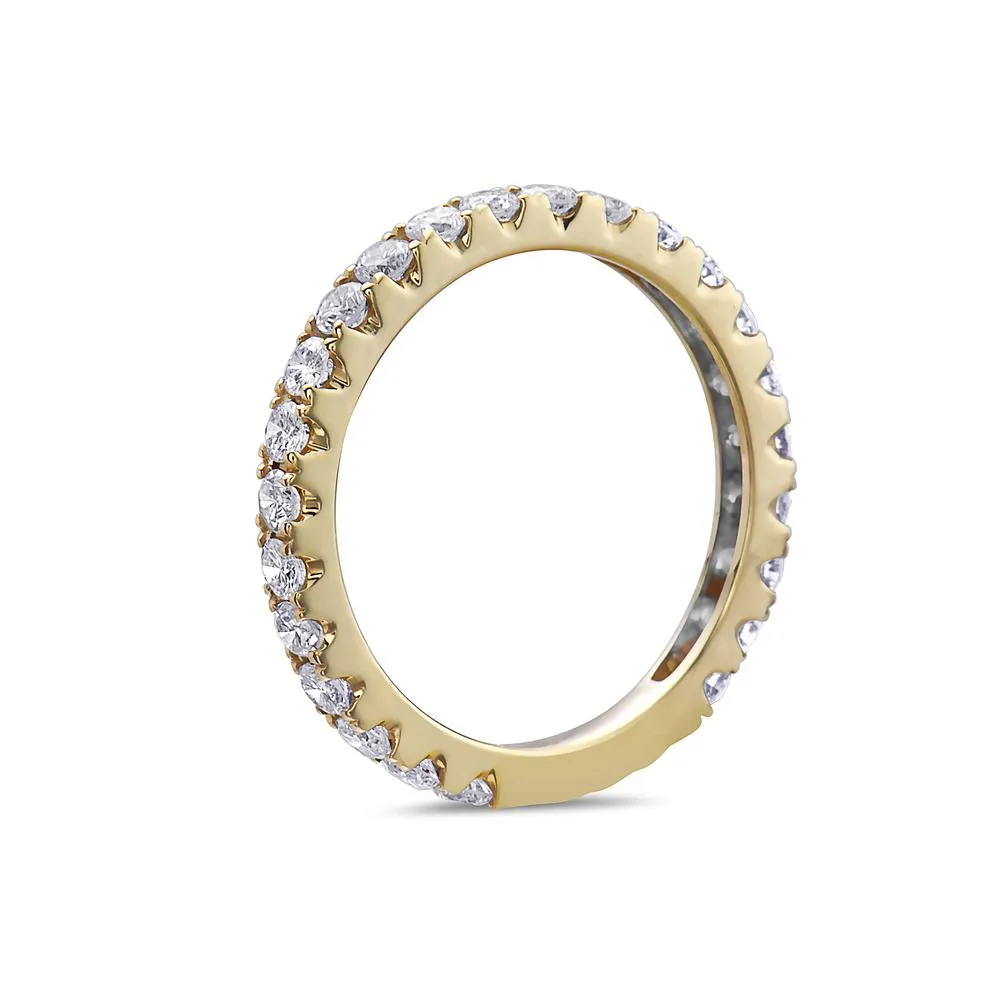 18k Yellow Gold Wedding Band with 1.10 CT Diamonds for Women