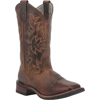 Women's Laredo Tan 11' Distressed Broad Square Toe Western Boots: Style 5602.