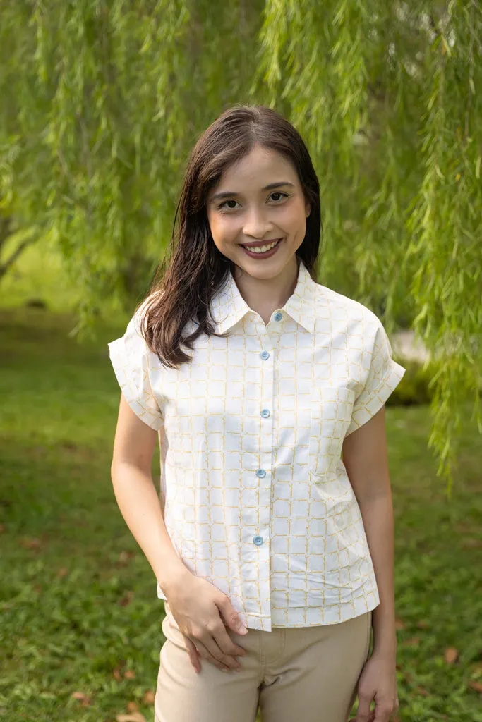 Sadie Blouse Cream Bamboo Tiles Ladies