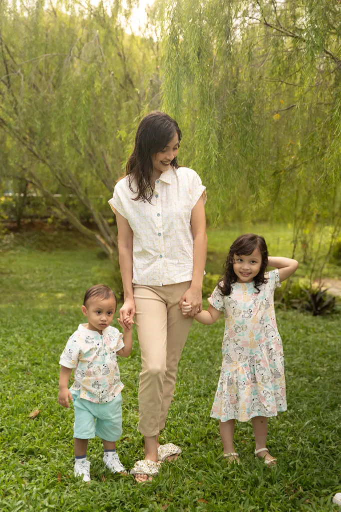 Sadie Blouse Cream Bamboo Tiles Ladies