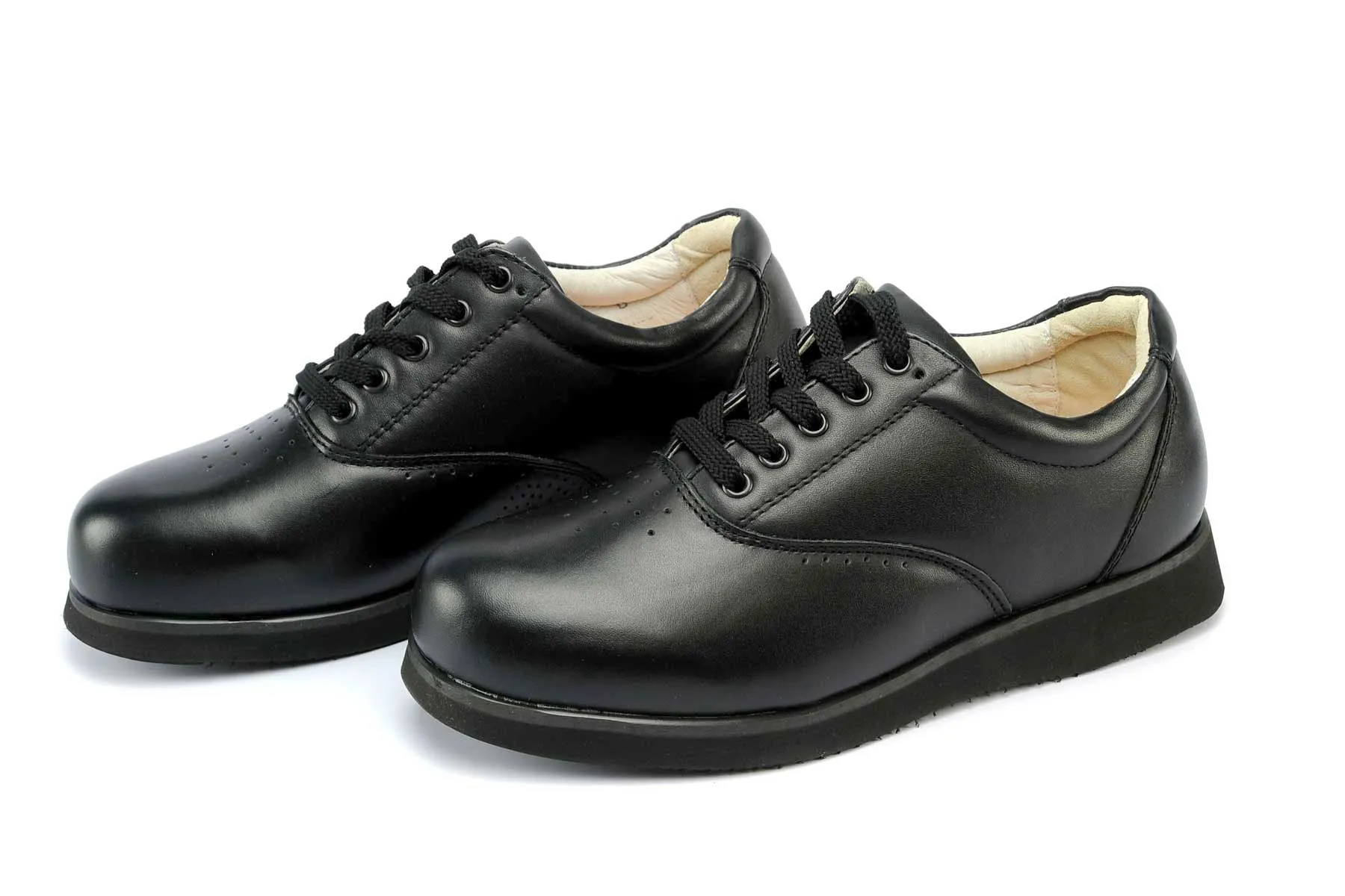  Lady's Dual Depth Leather Comfort Shoes in Black  