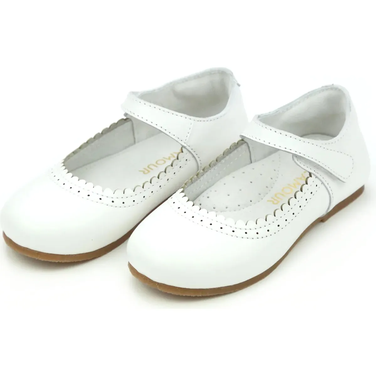 L'Amour Lucille Scalloped Flat, White