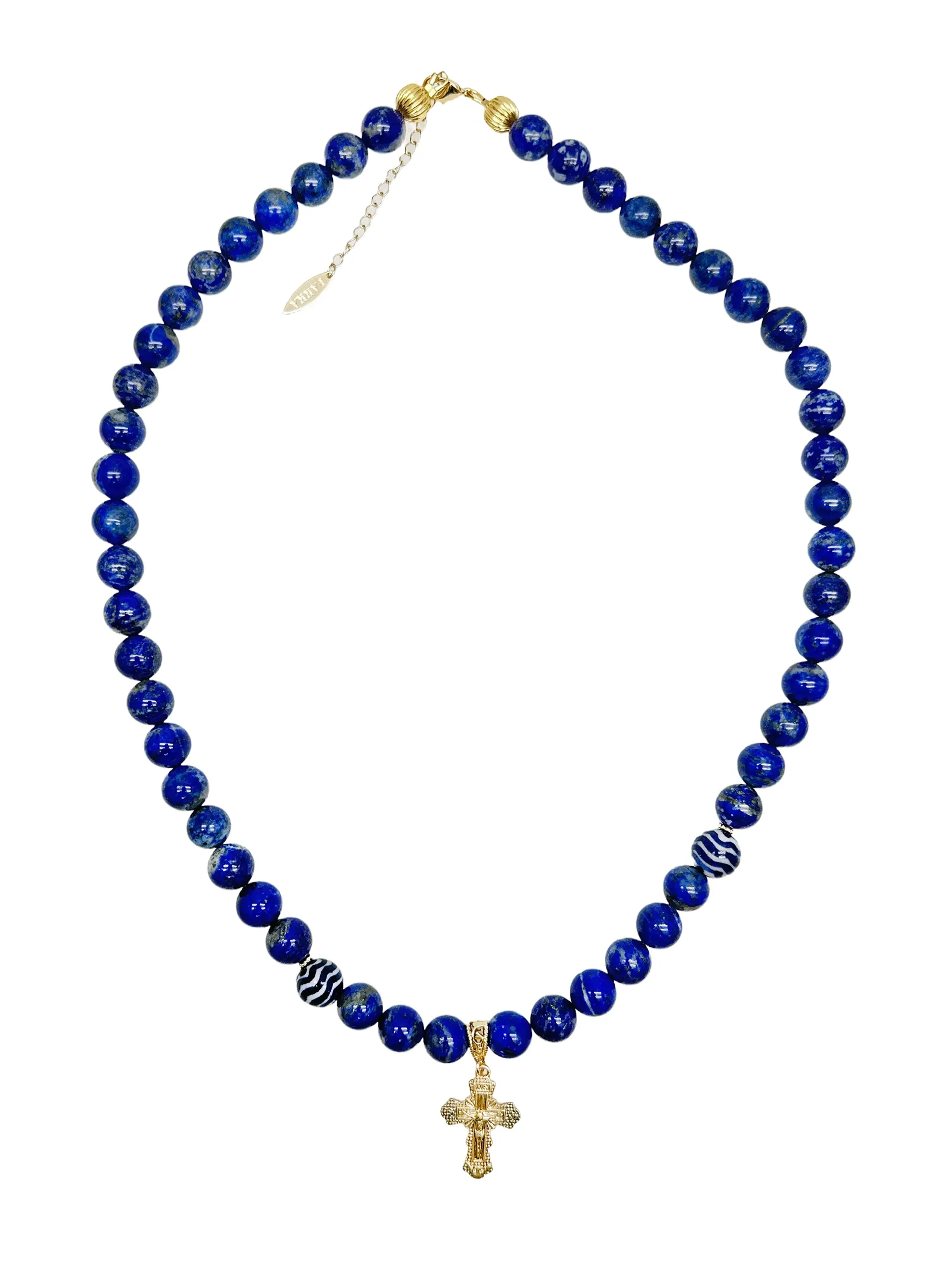 Men's Lapis Cross Necklace