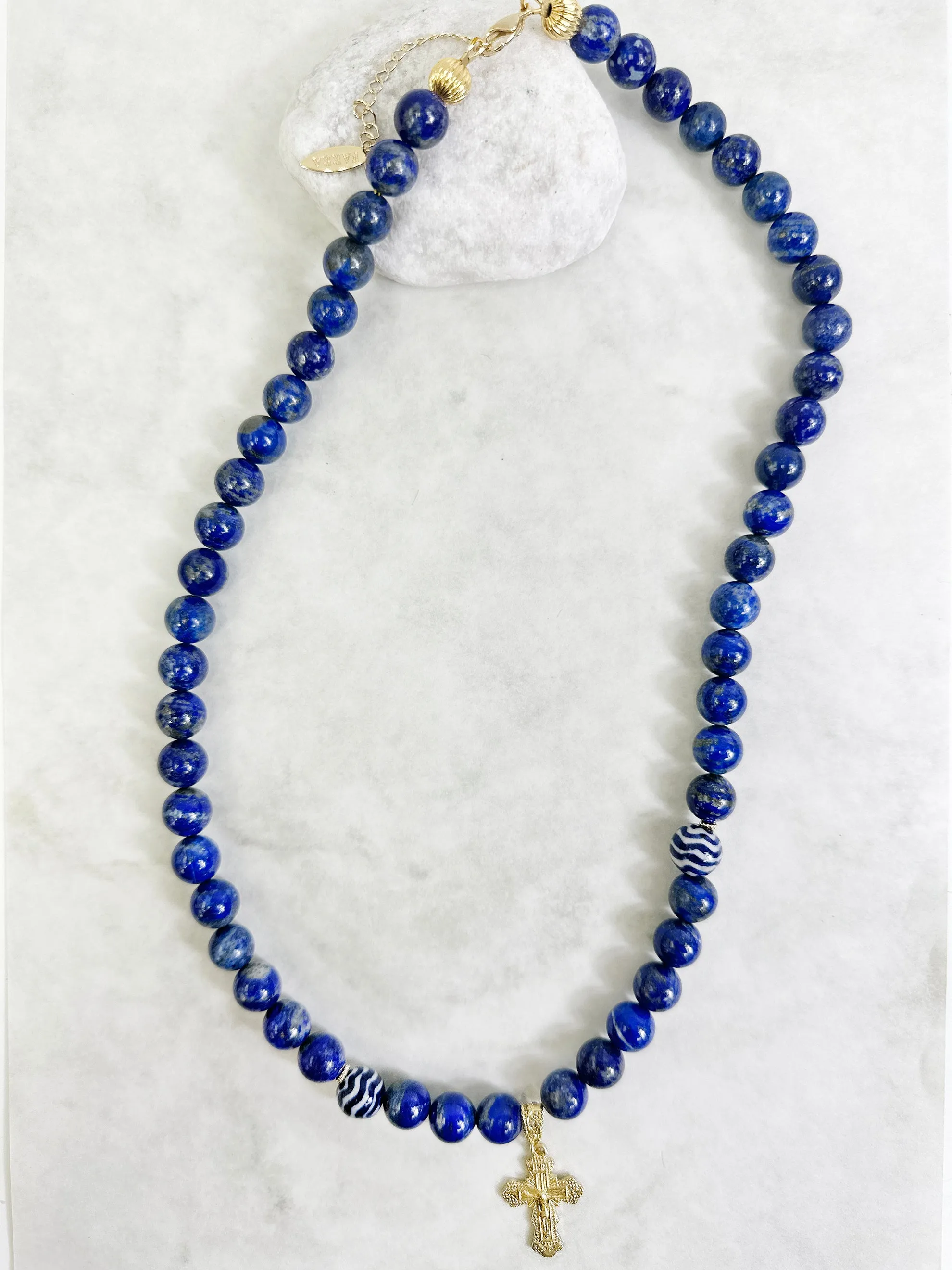 Men's Lapis Cross Necklace