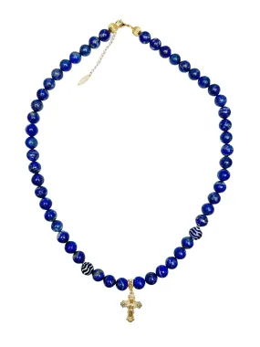 Men's Lapis Cross Necklace