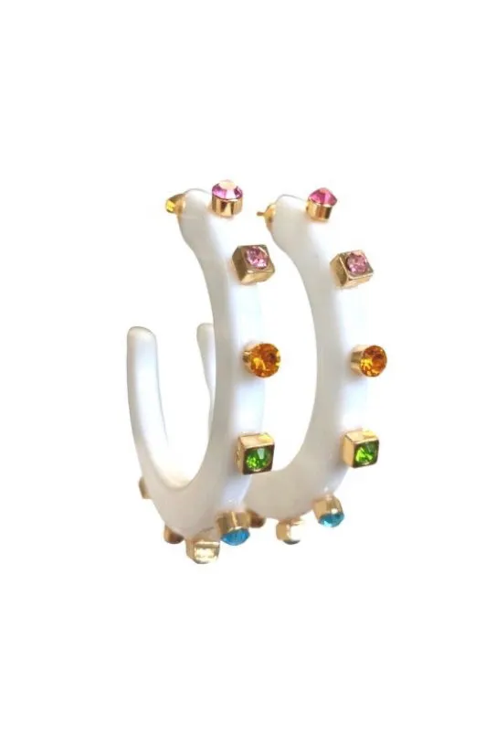 Large Jewel Hoop Earrings for City Girls