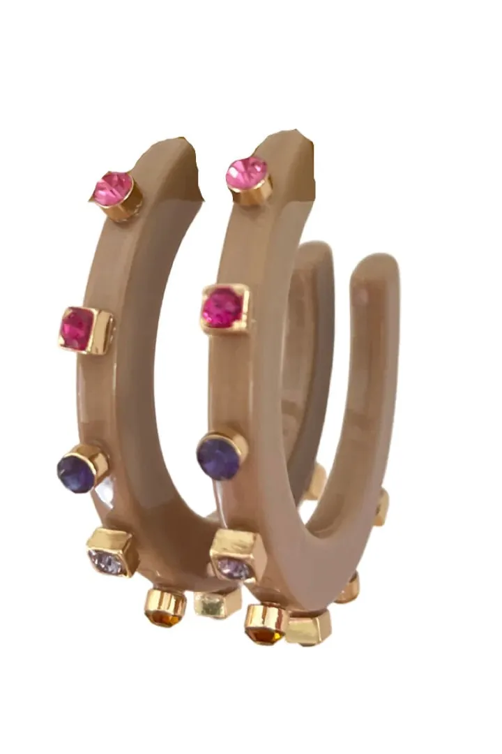 Large Jewel Hoop Earrings for City Girls