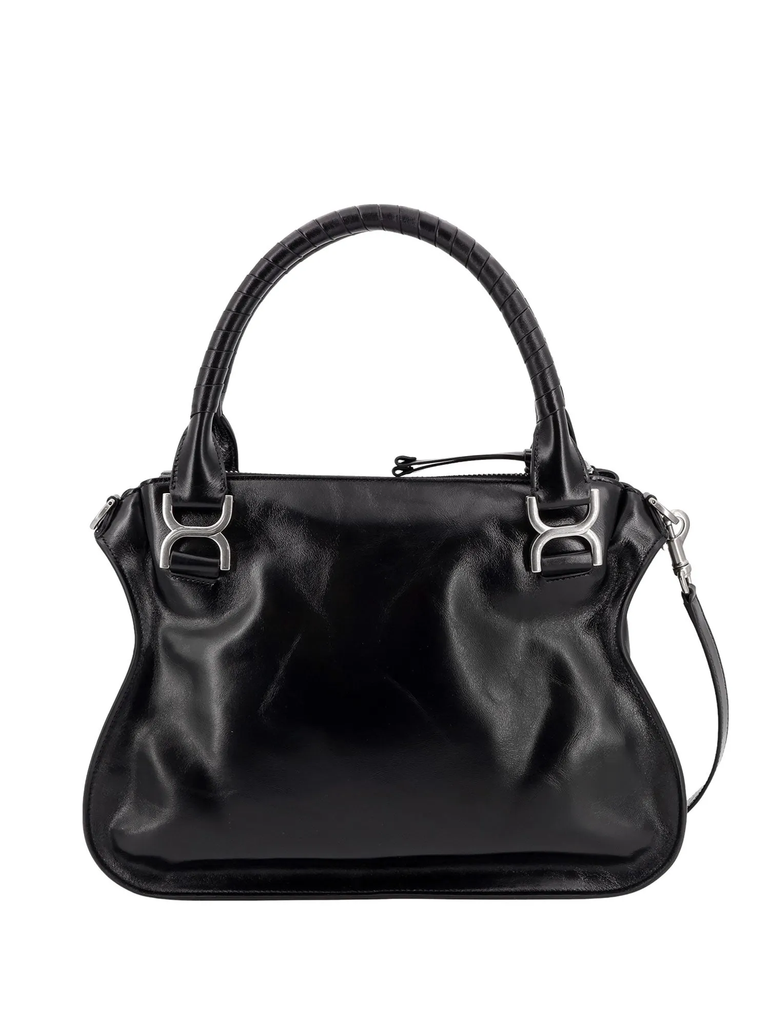 Leather shoulder bag with removable shoulder strap