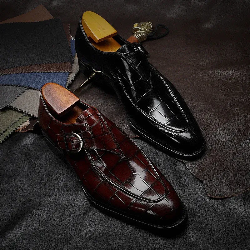 Levine Eyck Leather Monk Strap Shoes