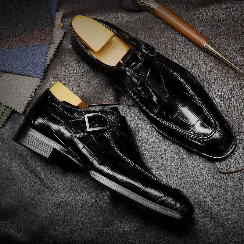 Levine Eyck Leather Monk Strap Shoes