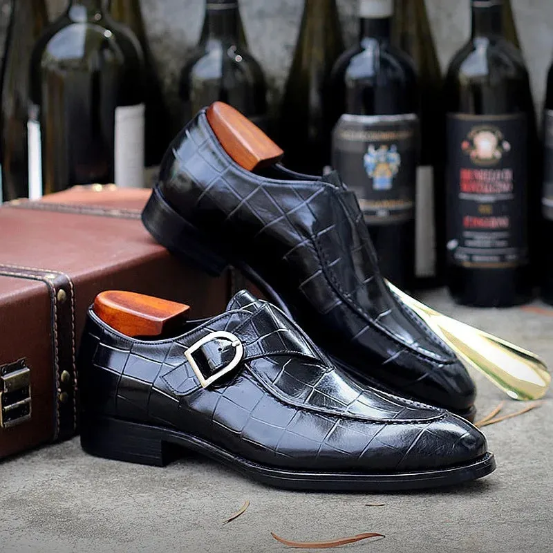 Levine Eyck Leather Monk Strap Shoes