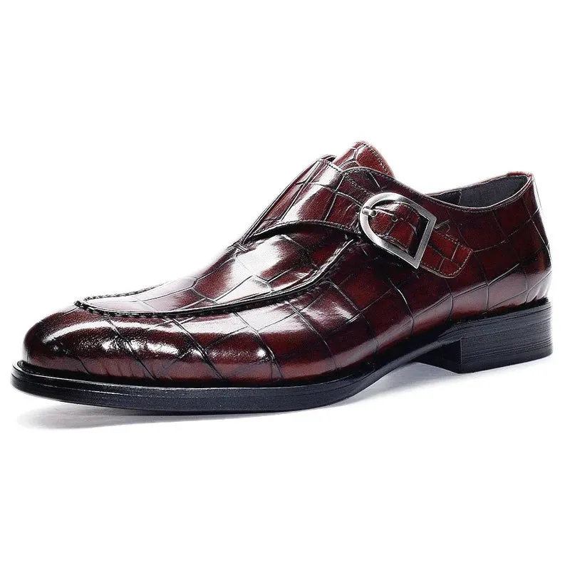 Levine Eyck Leather Monk Strap Shoes