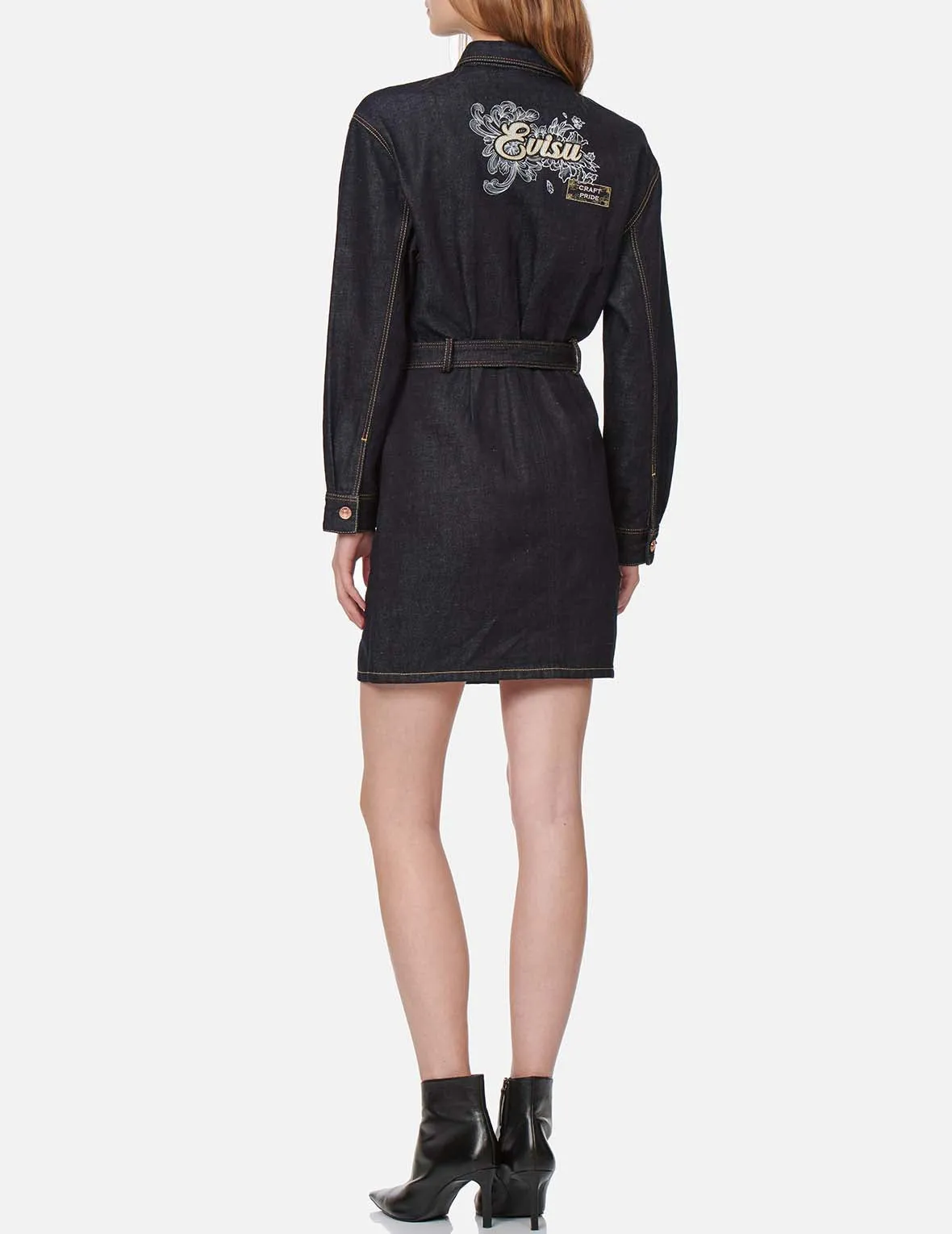 Logo Embroidered Denim Dress