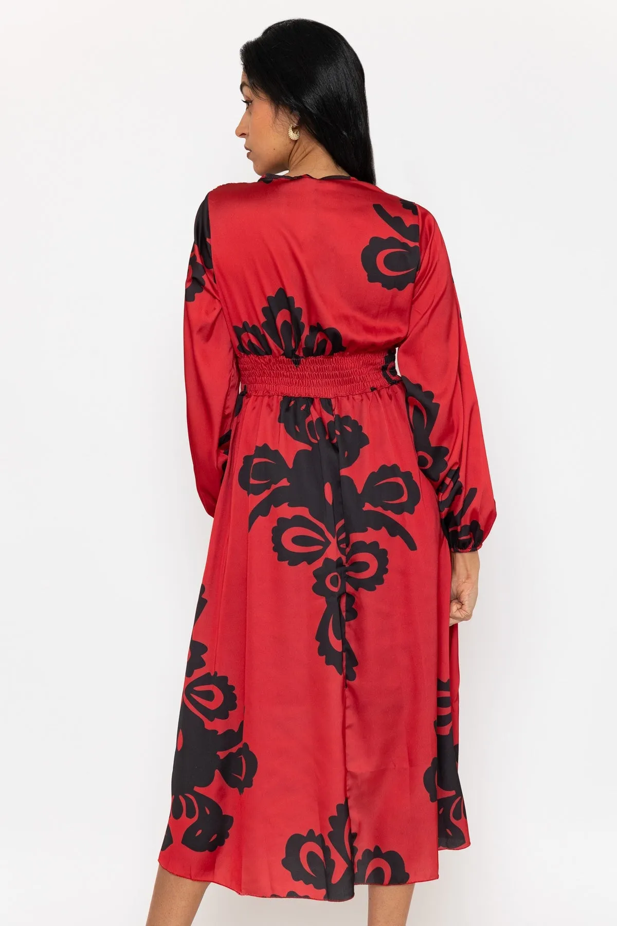 Long Sleeve Red Alina Midi Dress