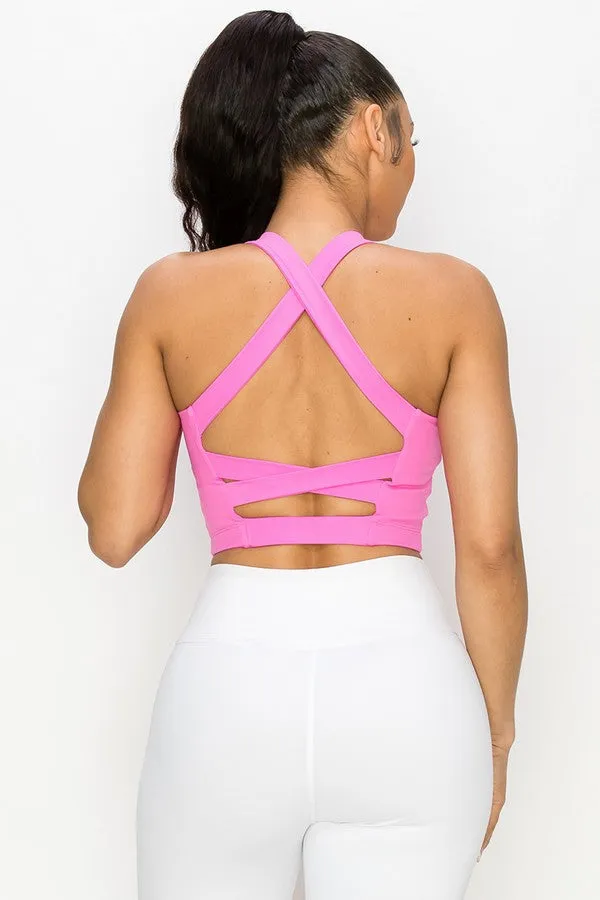 Longline Strappy Back Active Sports Bra Top