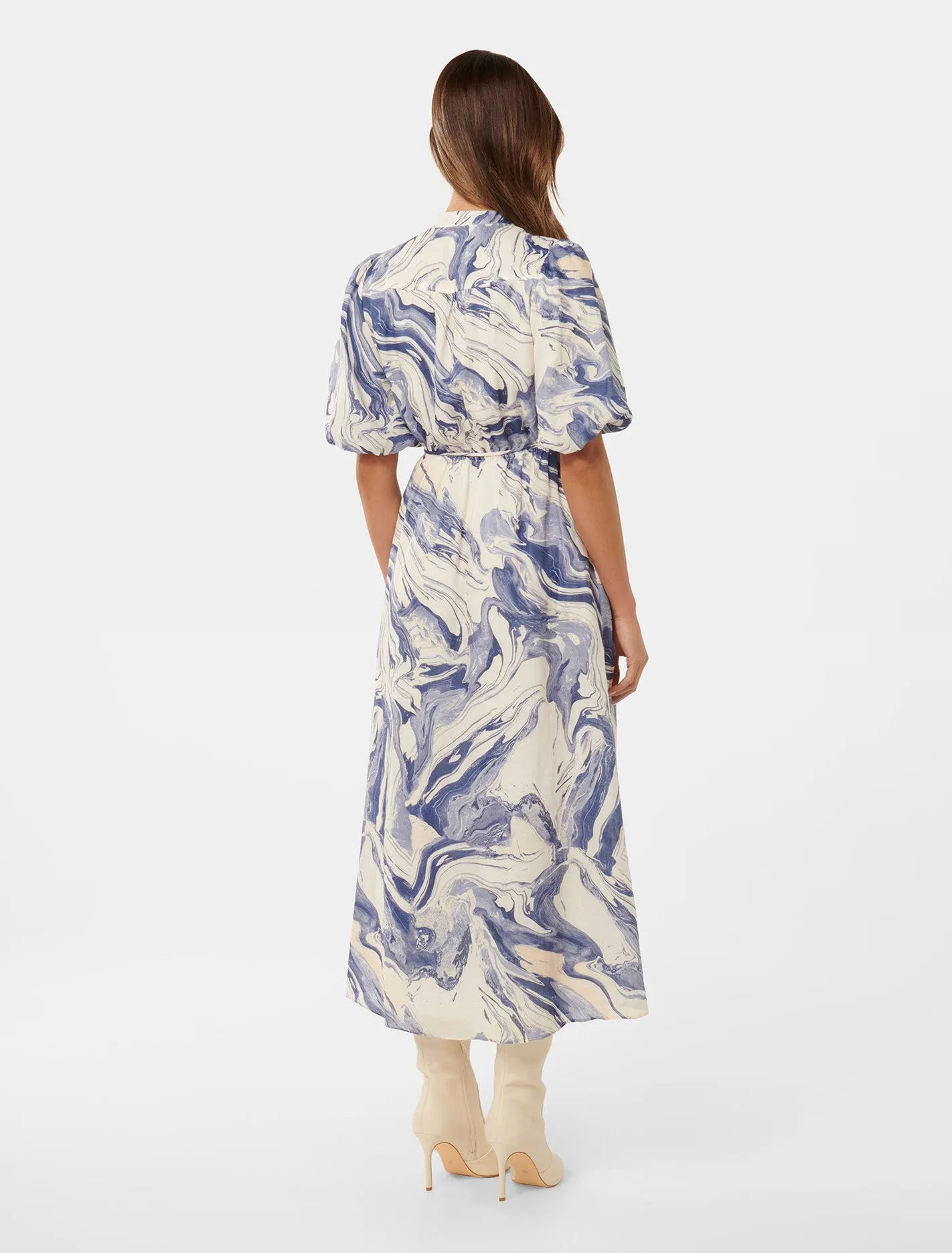 Loren Puff-Sleeve Midi Dress